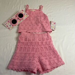 Btween Baby Pink  Crochet Knit Kids Short set